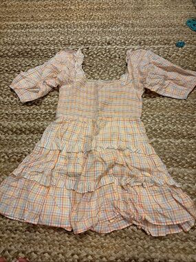 entro Pastel Plaid Smocked Mini Dress - Pink, Yellow, Blue